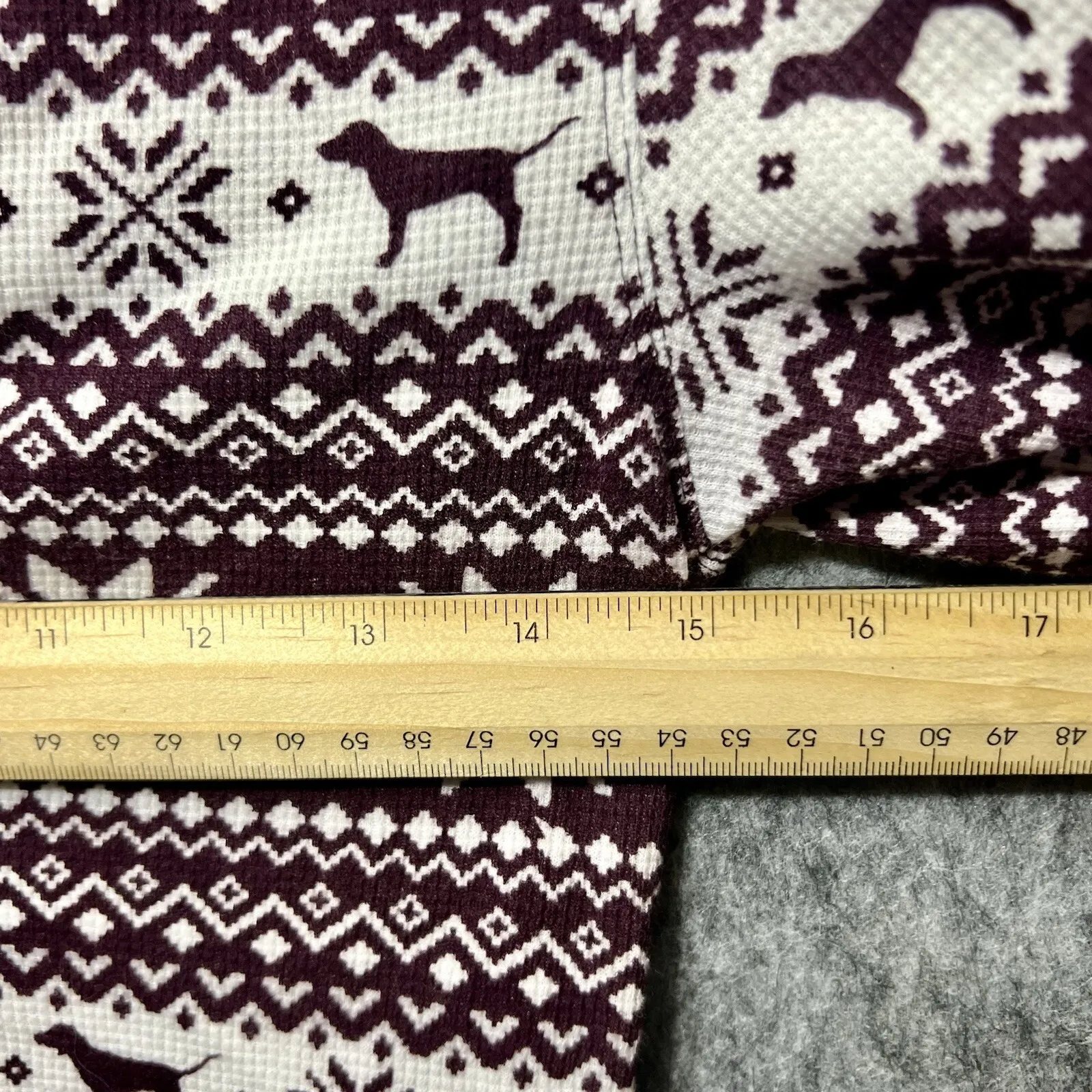 Victoria's Secret PINK Shirt Small Thermal‎ Henley Fair Isle Dog Pajama Top - Image 2