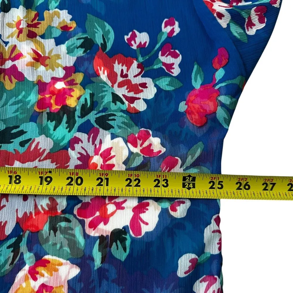 Sandy & Sid Blue Floral Sheer Cover Up Cardigan Women Size Small | 72-14 - Image 7