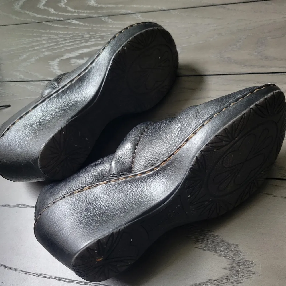 Bjorndal Melissa Black Leather Wedge Clogs Heels shoes Women’s US 8.5 - Image 3