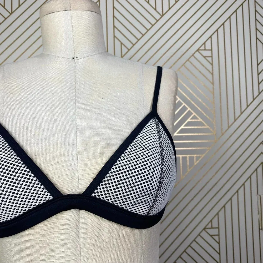 TRIANGL Mesh Bikini Swim Top Black White‎ - Image 5