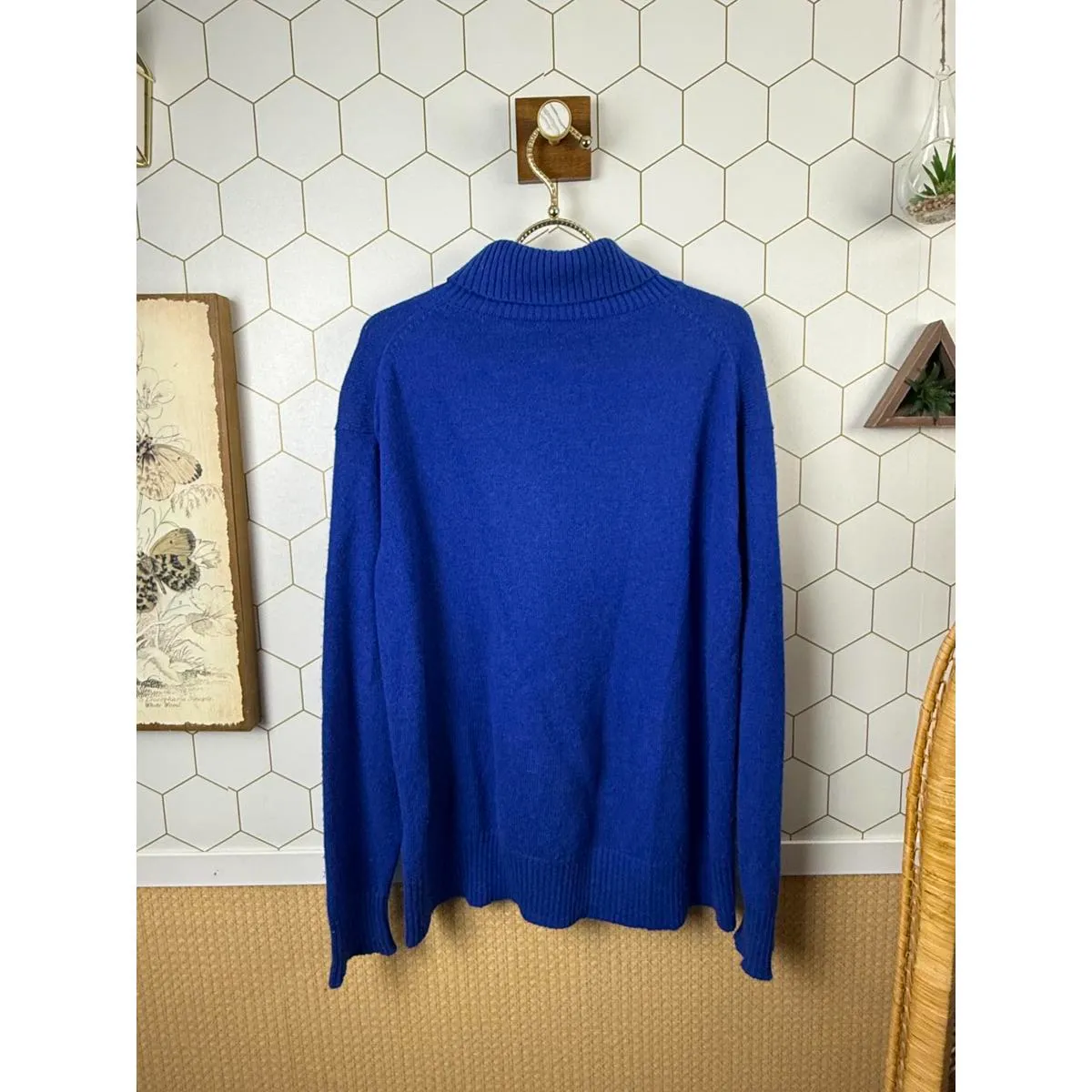 Peruvian Connection 100% Alpaca Blue Turtleneck Sweater Tunic - Size - Small - Image 2