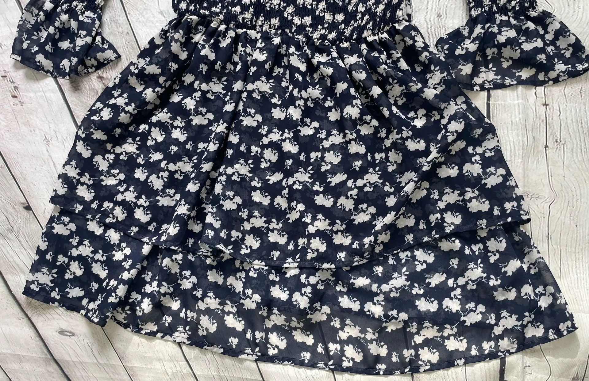 Navy Smocked Ditzy Floral Print Dress NWT! - Image 10