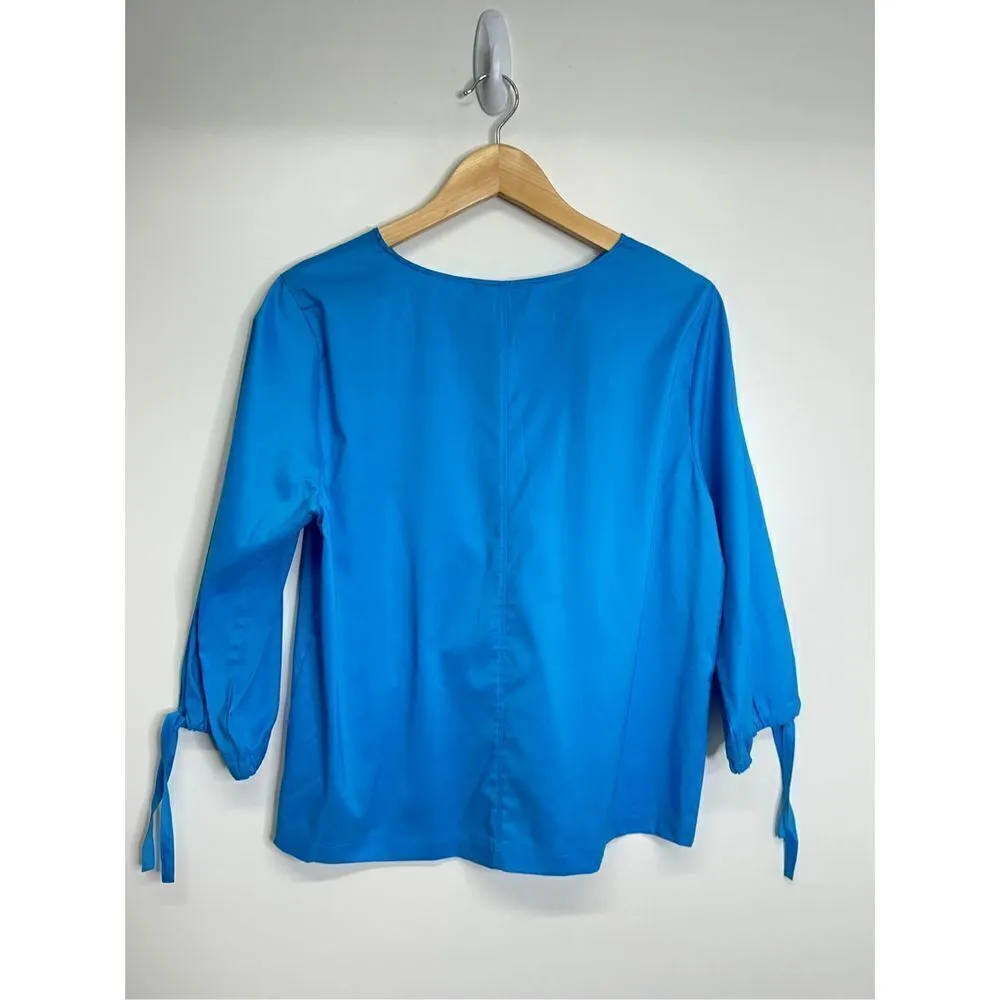 Luisa Cerano Blue 3/4 Sleeve Women’s Boatneck Blouse Size 10 Blue - Image 2