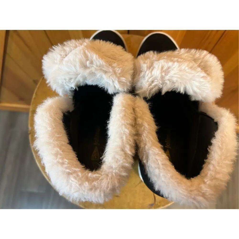 Jolimall Womens Size 9 Slip On Zipper Platform Wedge Faux Fur Trim Ankle Booties - Image 5