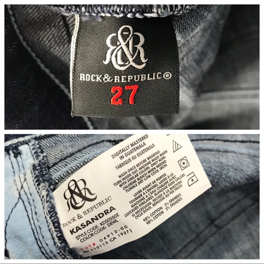 Rock & Republic Kasandra Boocut Dark Jeans Sz 27 - Image 7