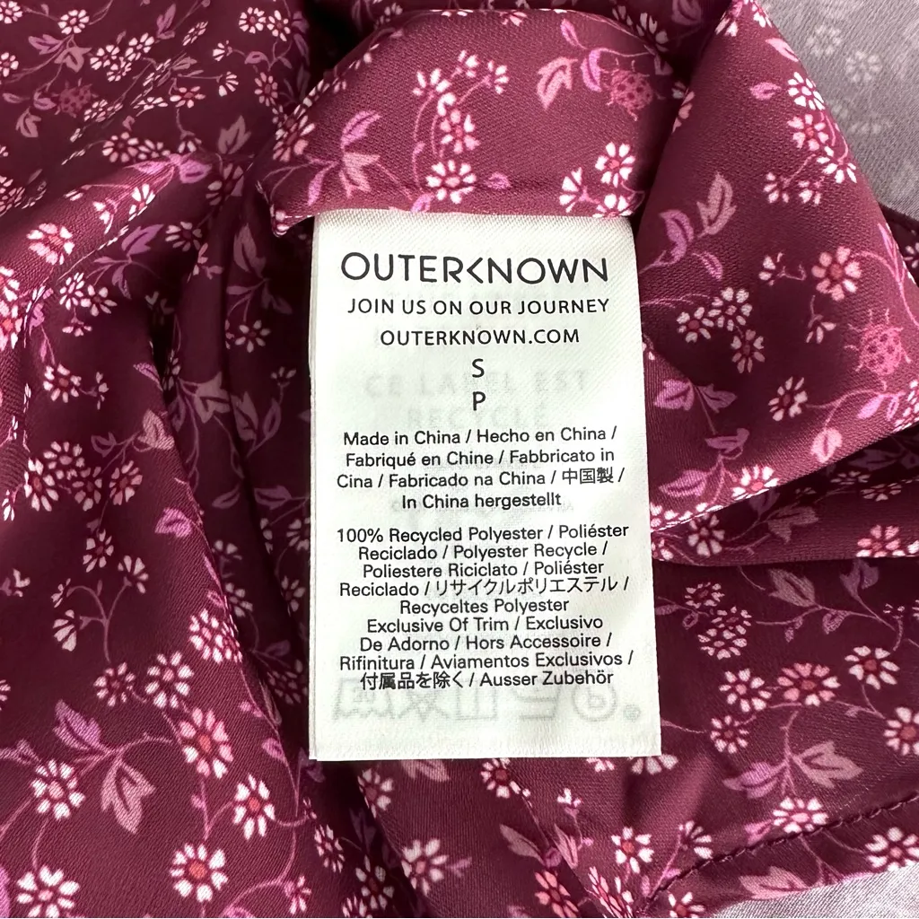 Outerknown Juniper Ditsy Floral Cap Sleeve Mini Dress Wine Purple Pink Size S - Image 12
