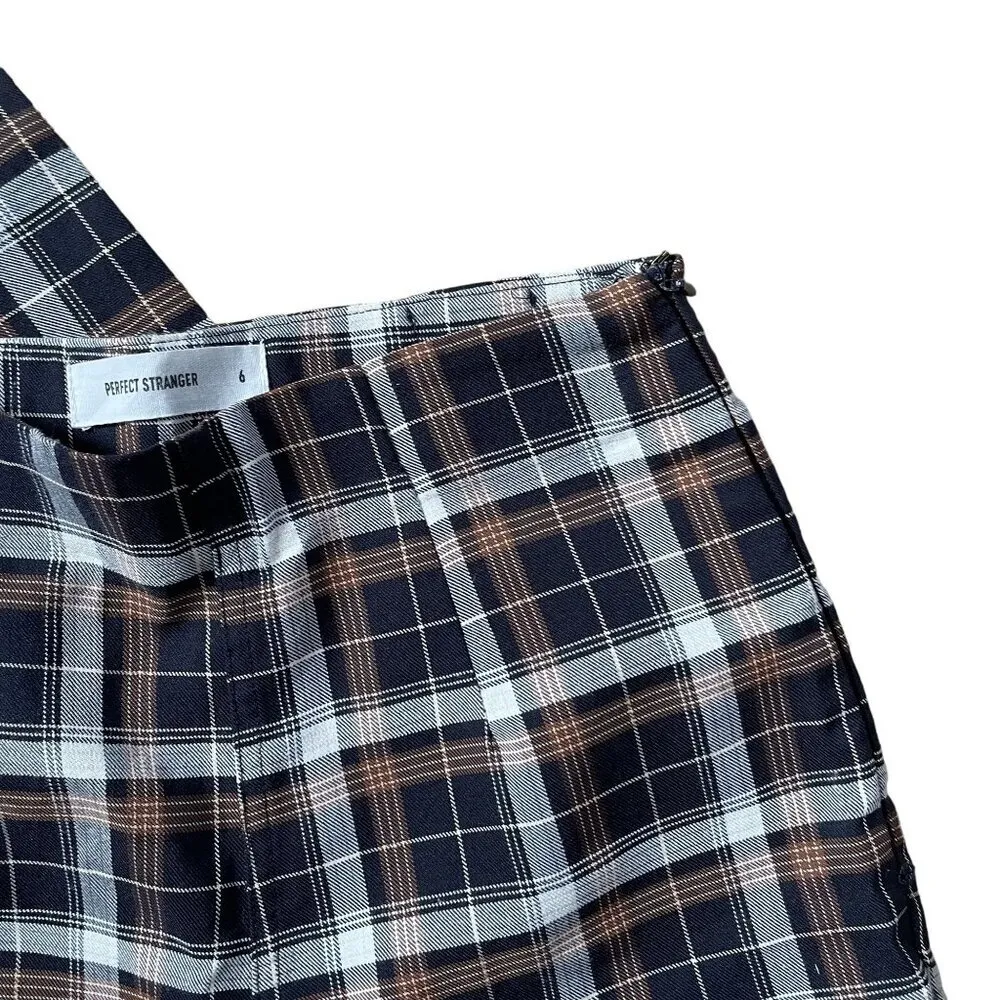 Perfect Stranger women size 6 checkered trousers black brown white high rise - Image 2