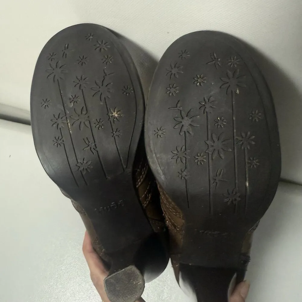 Y2K 90s Brown Chunky Heels School Girl Boots ELSA Western Wingtip Valley Girl 7M - Image 10