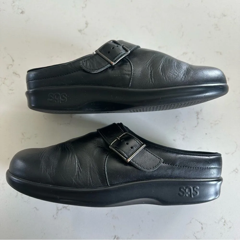 SAS Clogs Slip On Shoes Womens Size 6.5 Black Leather USA Made Tripad Comfort - Image 5