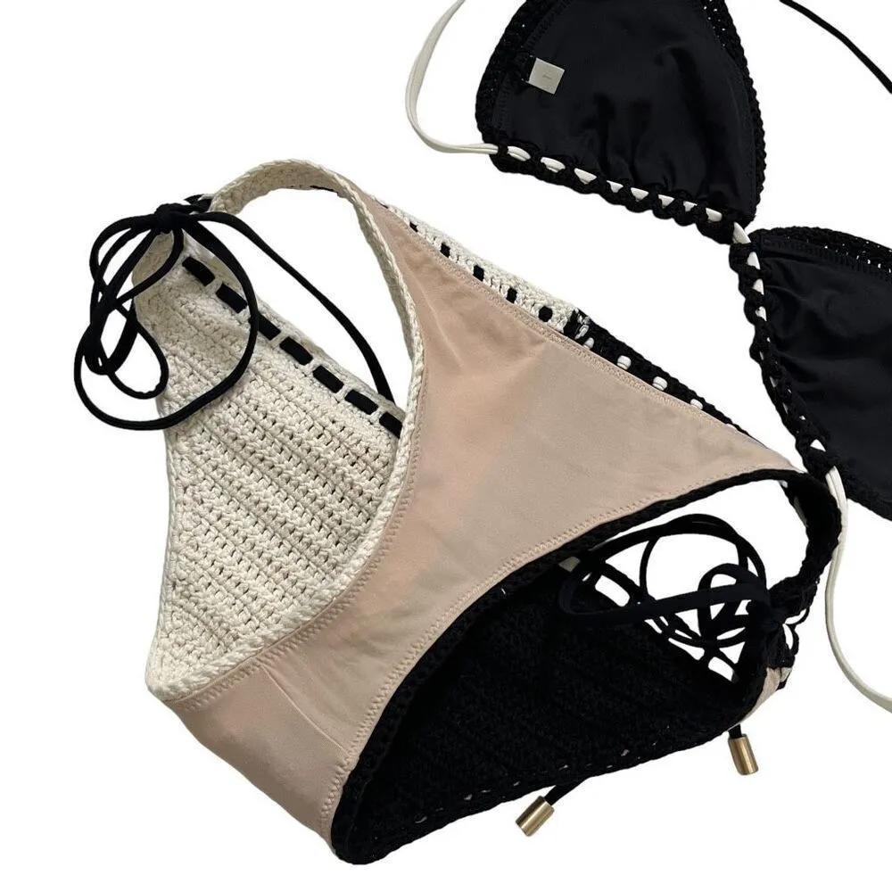 Zimmermann Clover Crochet Bikini Set‎ in Black & White - Image 15