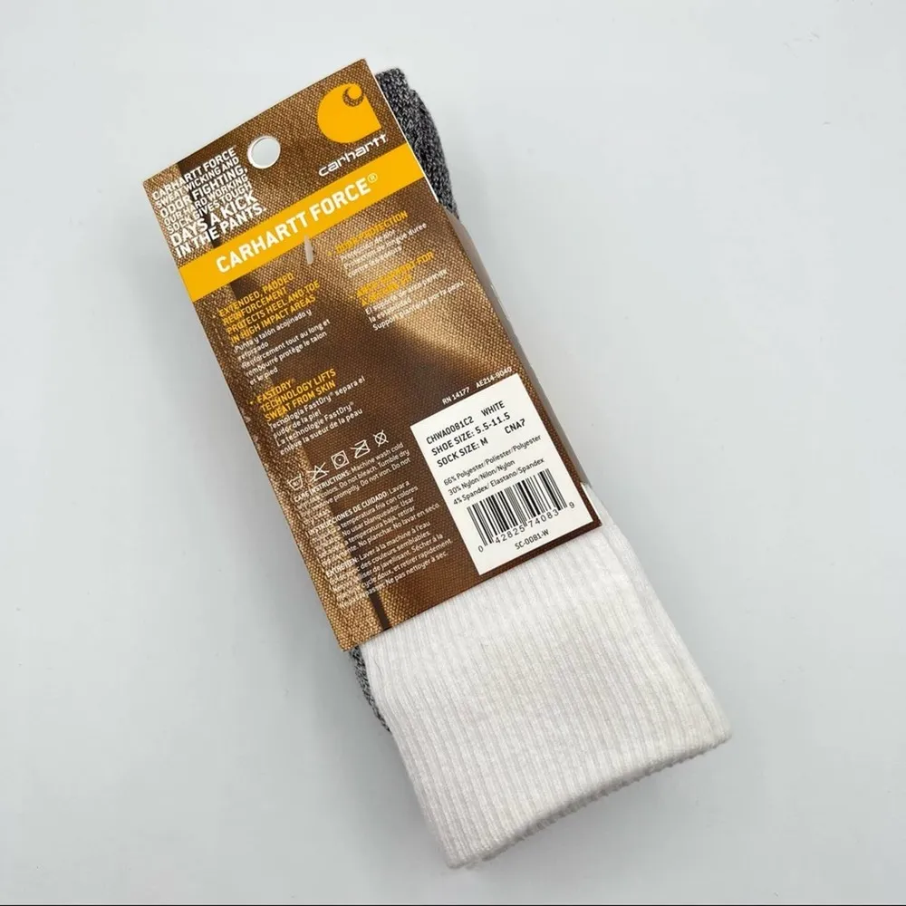 Force Steel Toe White Grey Cushioned 2 Pairs Crew Socks Women’s Medium - Image 4