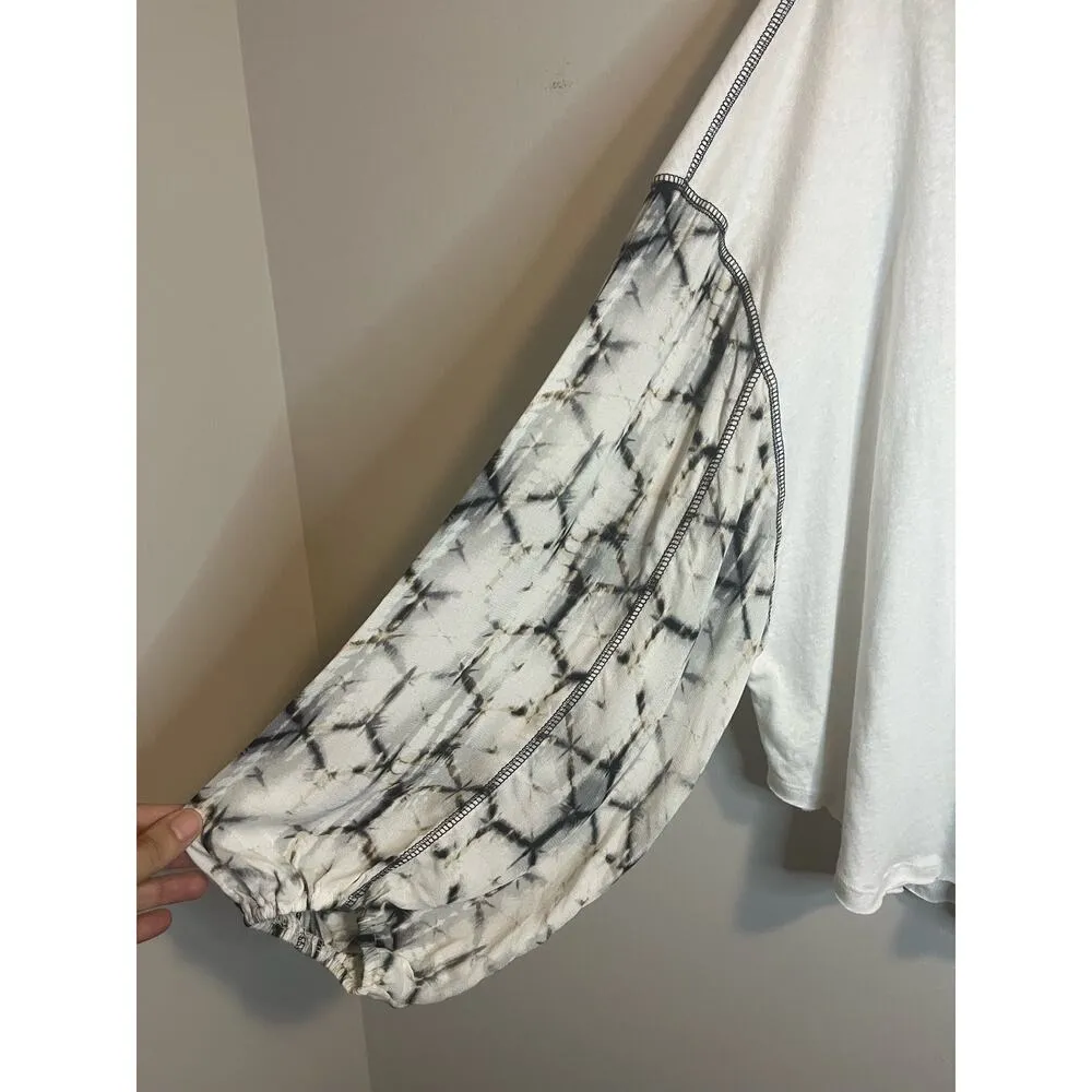 By Together Women's Scoop Neck Balloon Marbled Sleeves Light Cotton Blouse sz. L - Image 4