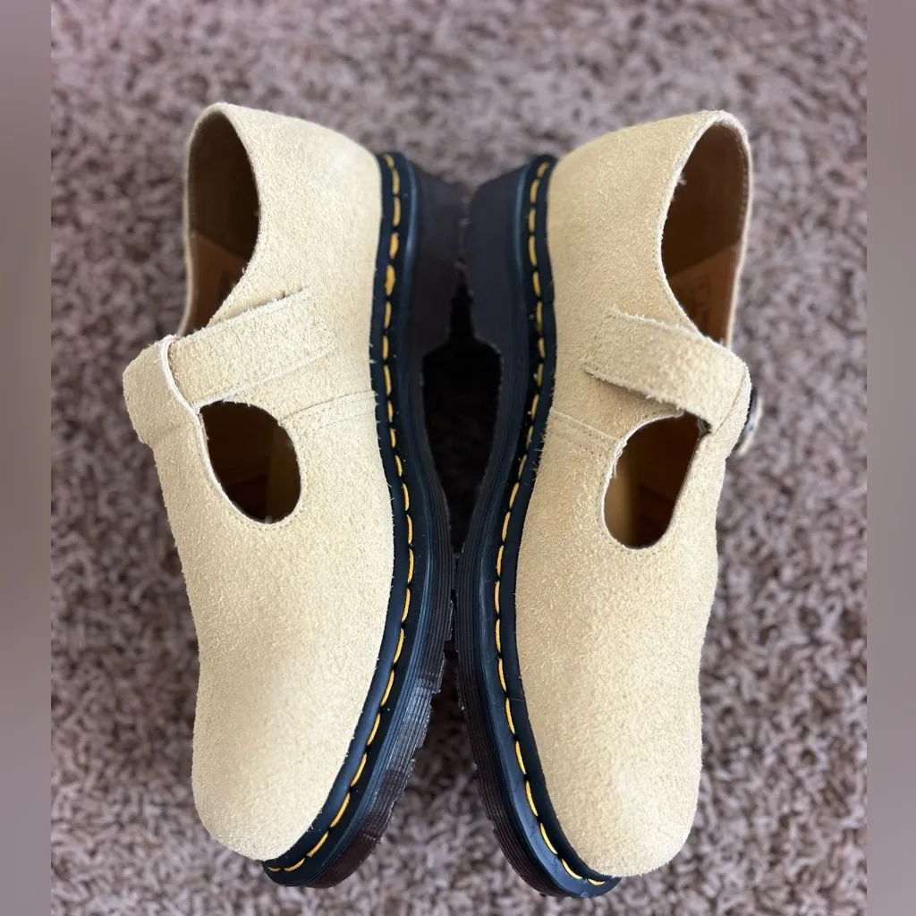 NEW Dr Martens T-Bar Hazy Yellow Long Napped Suede Mary Jane Shoes WMS 10 Men’s9 - Image 7