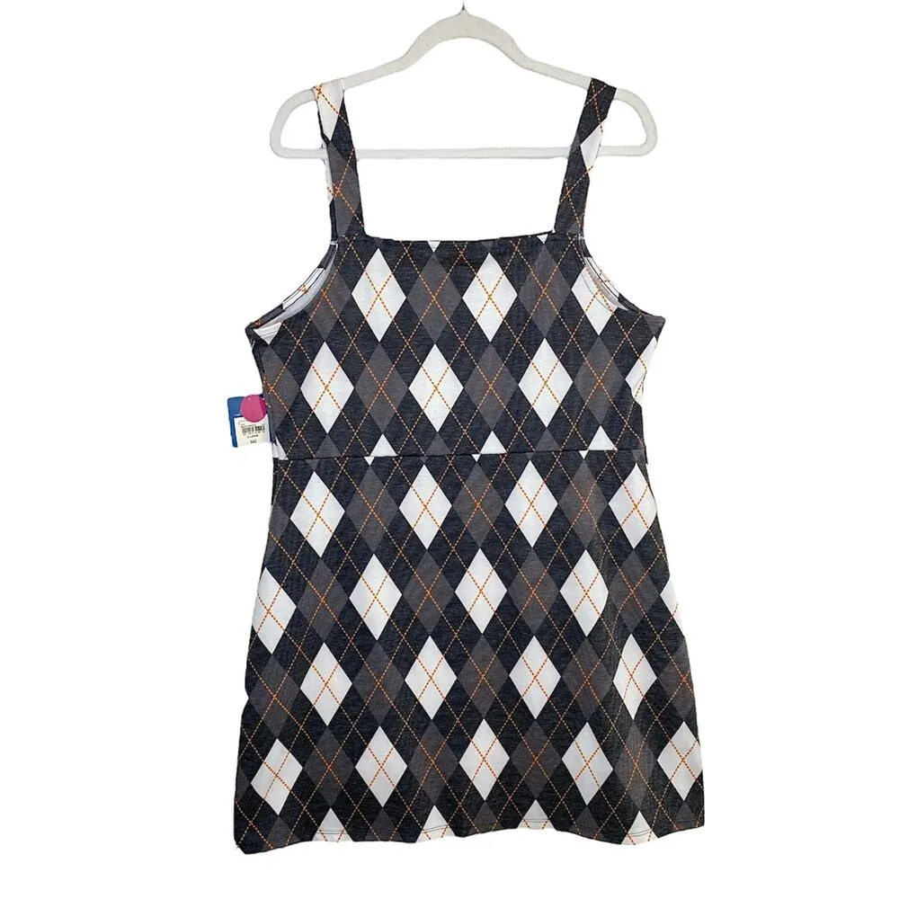 Arizona Jean Co. Argyle Mini Tank Dress XL Gray Sleeveless Jumper Academia New - Image 10
