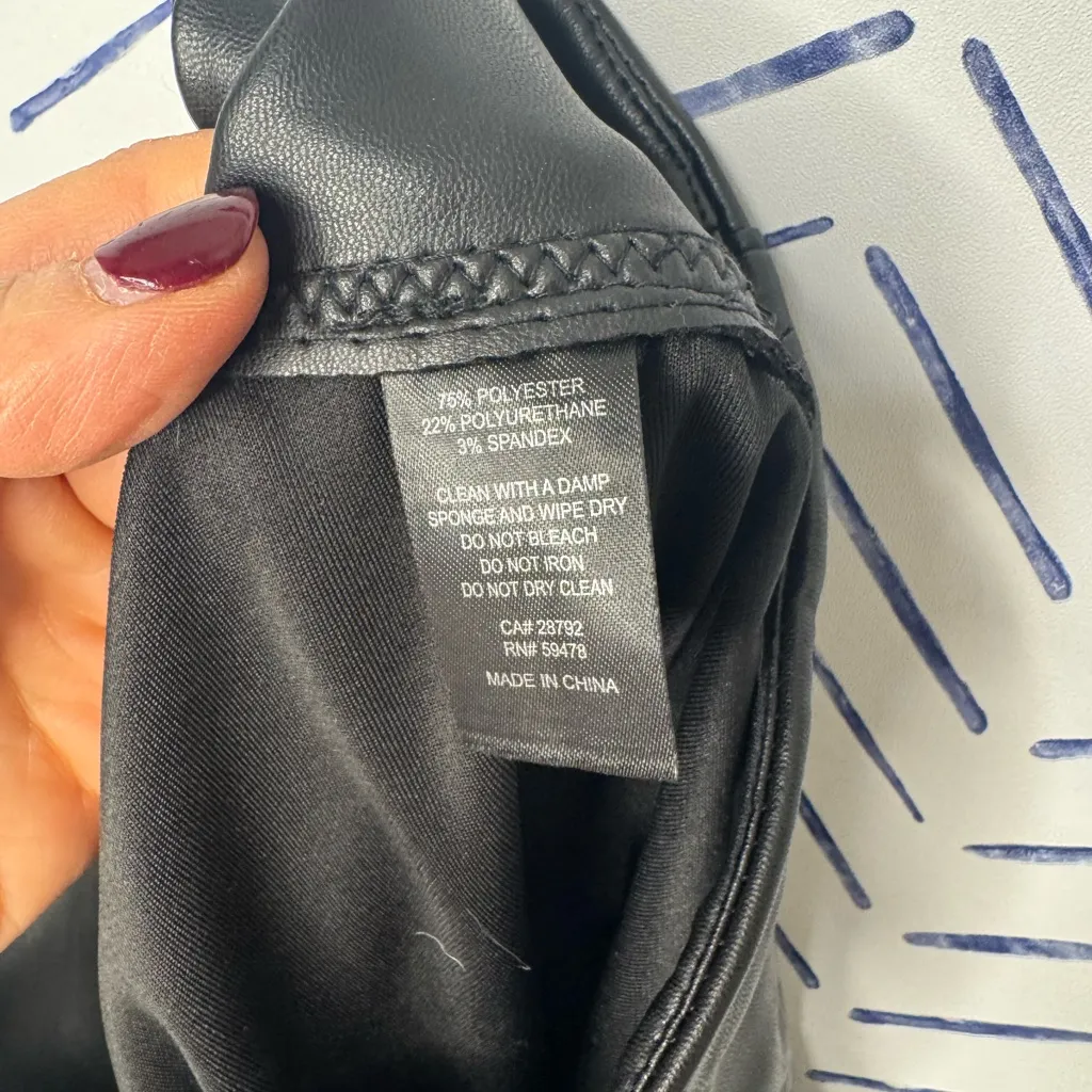 Rachel Zoe Edgy Faux Leather Stretch City Leggings Tummy Control Size 4 Black - Image 5