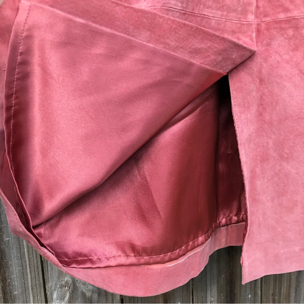 Terry Lewis Classic Luxuries vintage suede Dusty Rose midi skirt 14 Pink Size M - Image 7