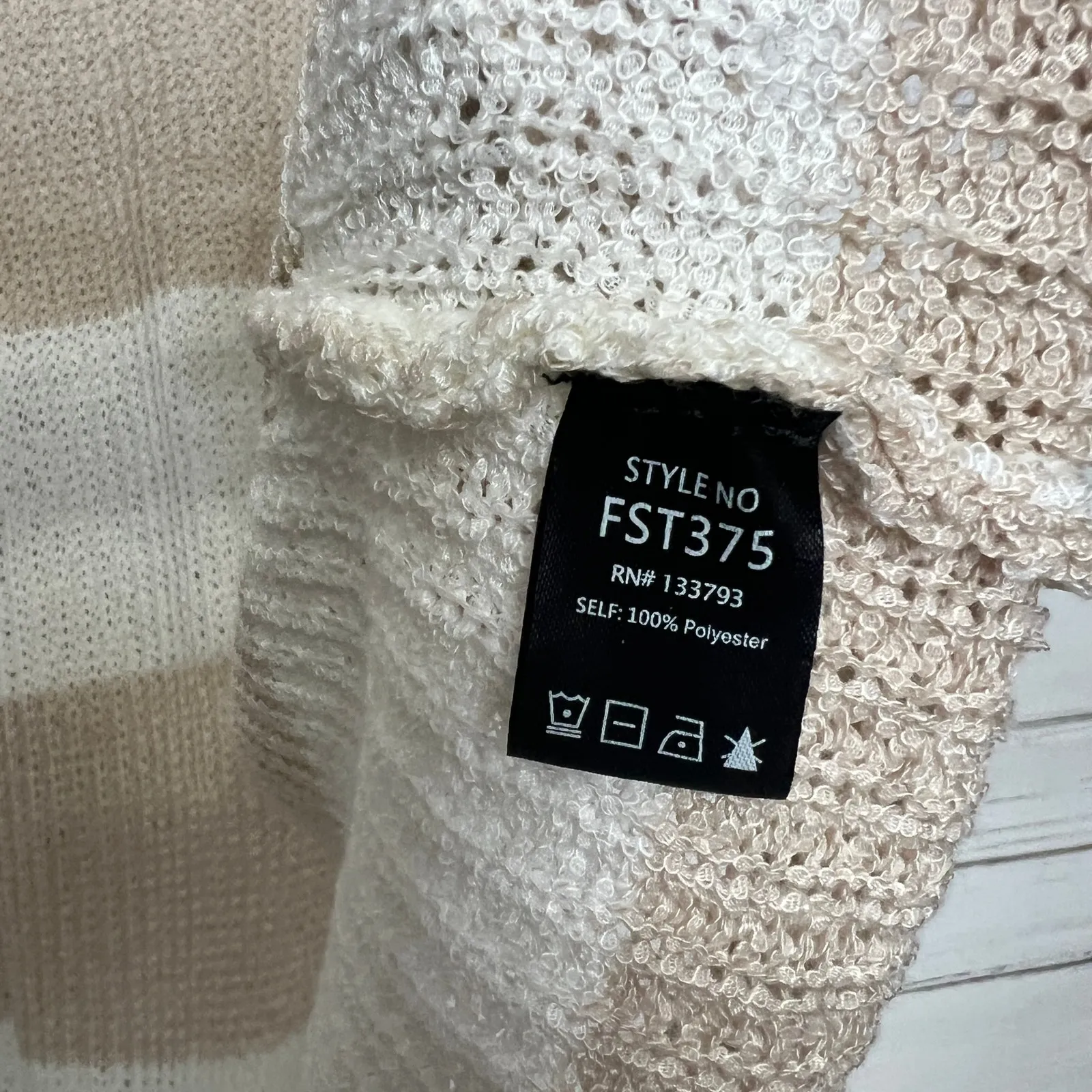 POL Tan Ivory Striped Long Knit Hooded Cardigan Sweater Open Front Size Small - Image 8