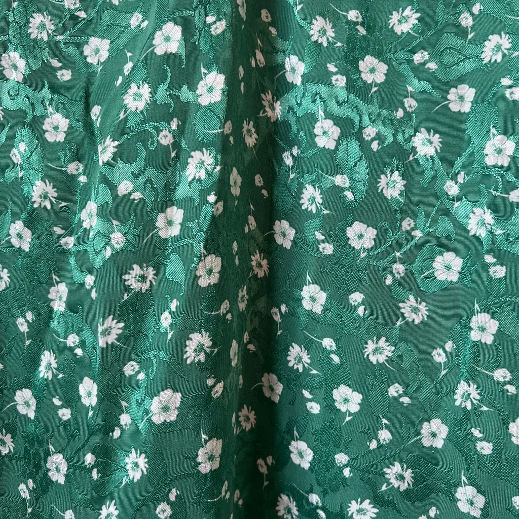 Free People Green Floral‎ Bond Street Ruched Front Mini Dress Size 12 - Image 7