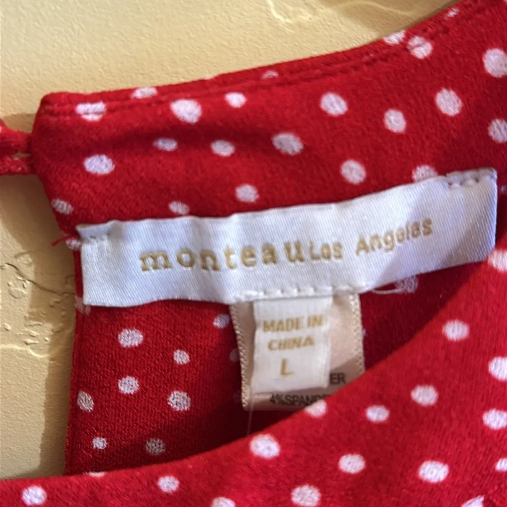Monteau Red Polka Dot Sleeveless Top - Image 3