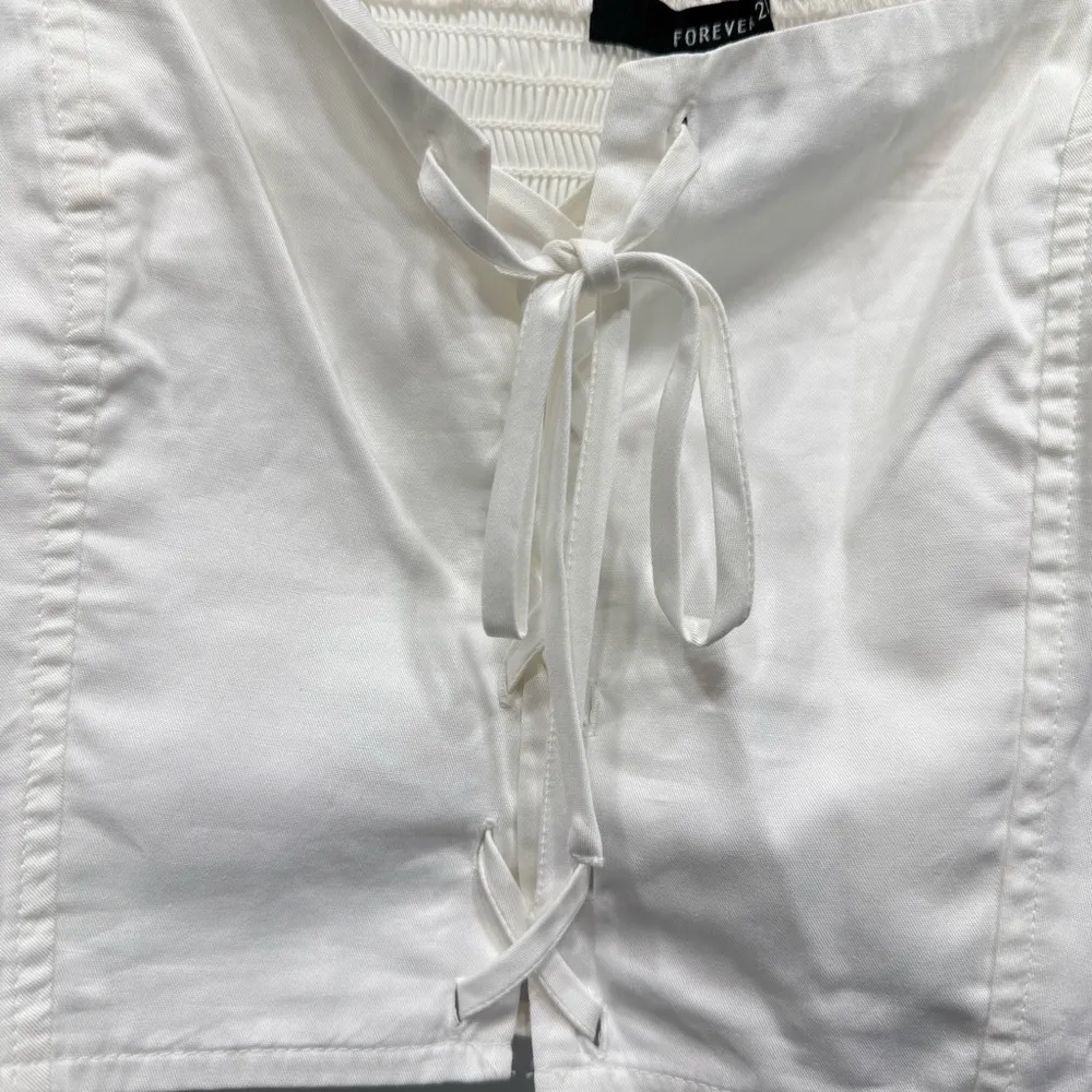 Cropped Smocked Corset Top Button Long Sleeves by Forever 21 Regencycore - Image 5