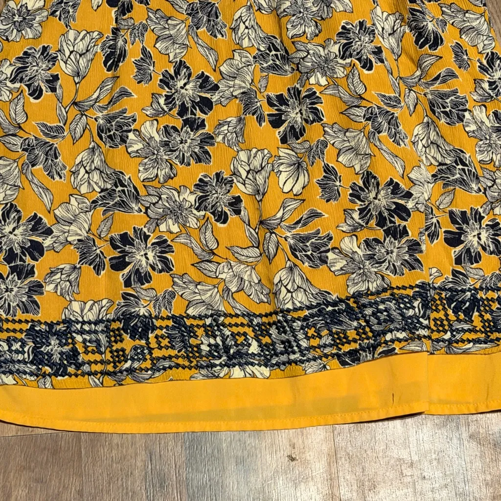 Market & Spruce Yellow and Black Floral Dress size large - Image 6
