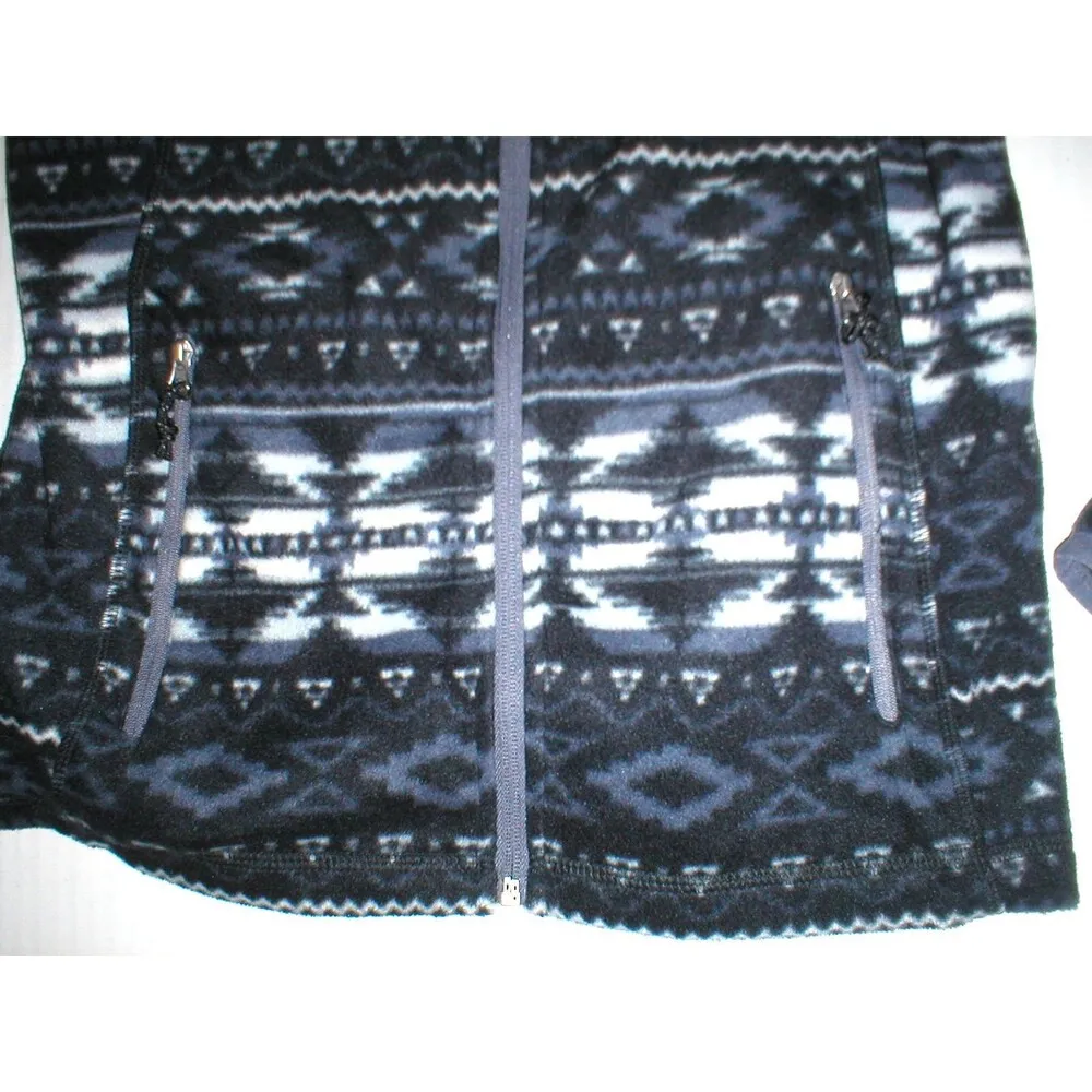Womens NWT $60 New Free Country Micro Fleece Jacket Black Gray White S Warm - Image 3
