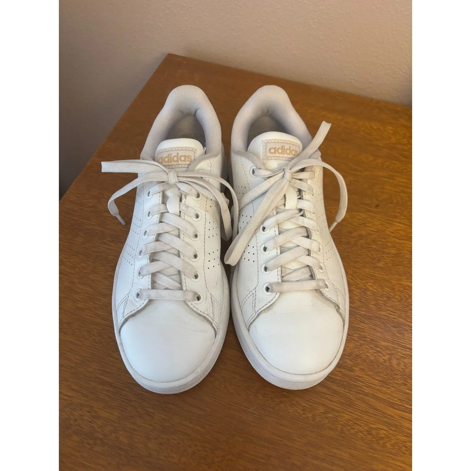 adidas Women’s Advantage Sneakers Tennis Shoes, 6.5, White Copper - Image 2