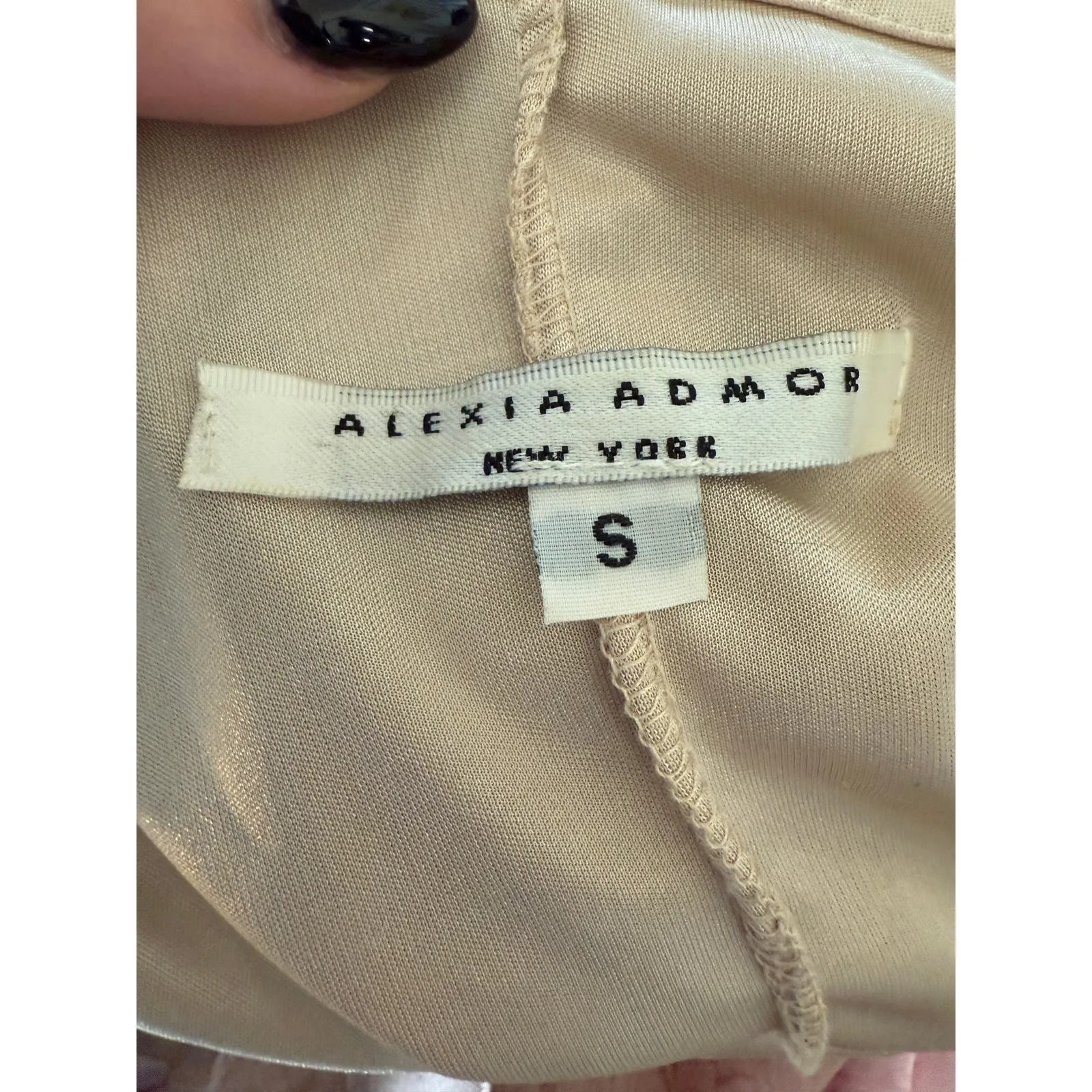 ALEXIA ADMOR | Y2K Style Burnout Silk Asymmetrical hem Mermaid Midi Dress Small - Image 6