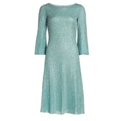 ST.‎ John Foil Metallic Knit Fit & Flare Dress Size 6 - Image 2