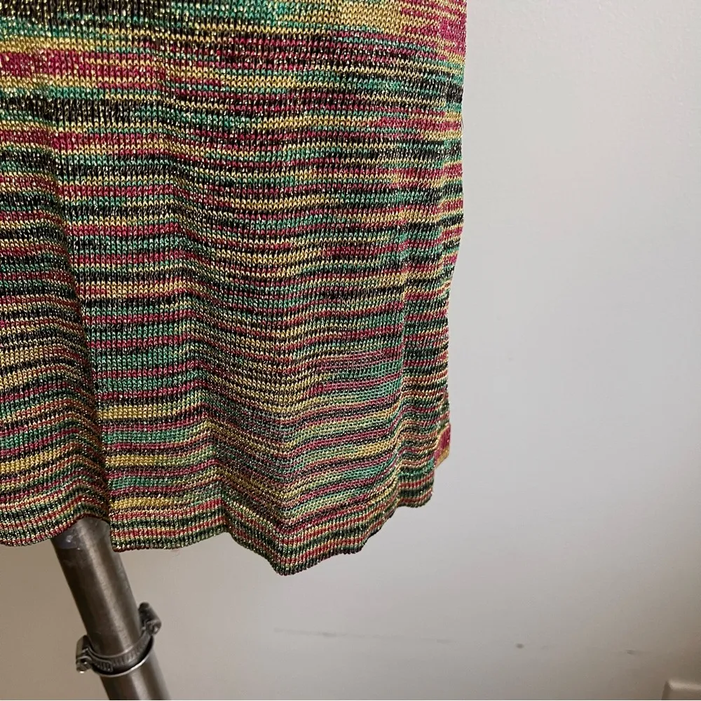 Vintage 90s Guess Jeans Gold Bodycon Knit Dress Medium Rasta Red Yellow Green - Image 3