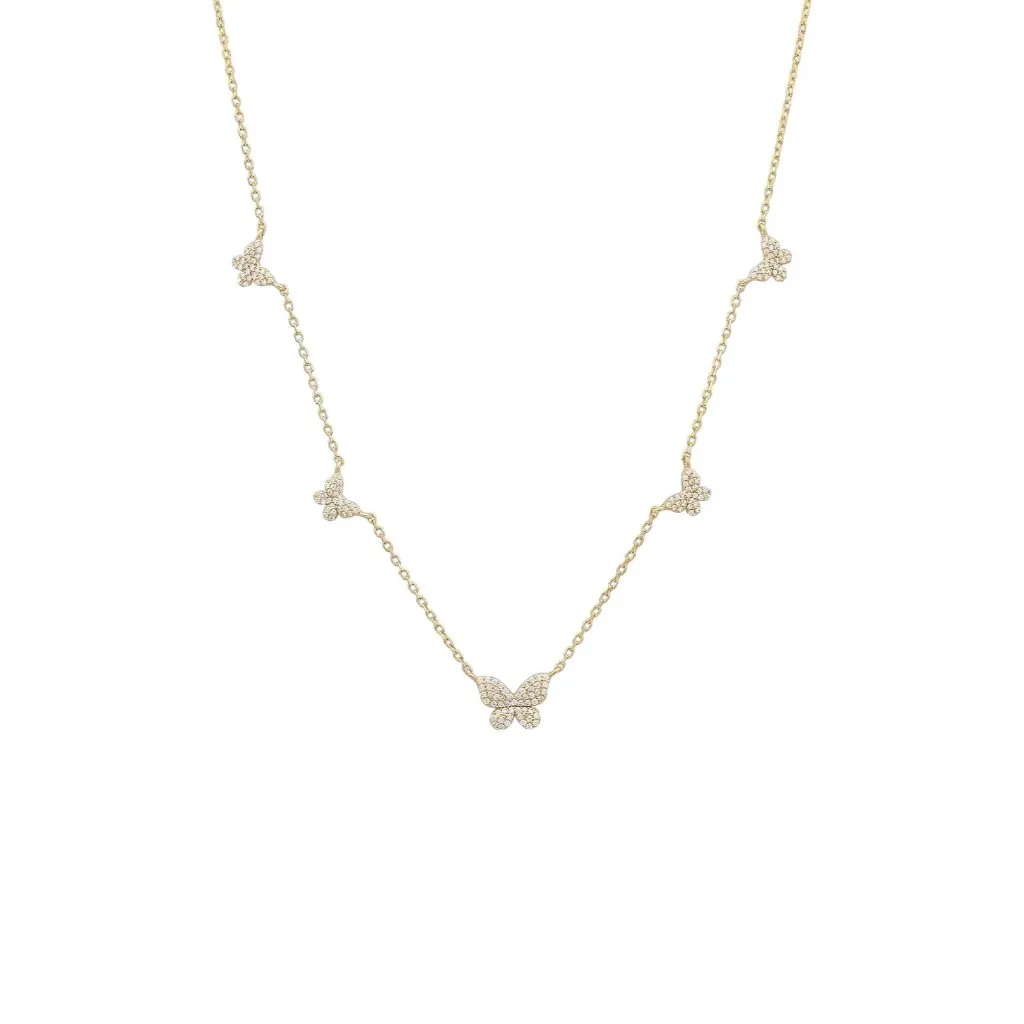 By Adina Eden Pave 5 Butterfly Necklace in Gold New Womens Crystal Rhinestone - Image 2