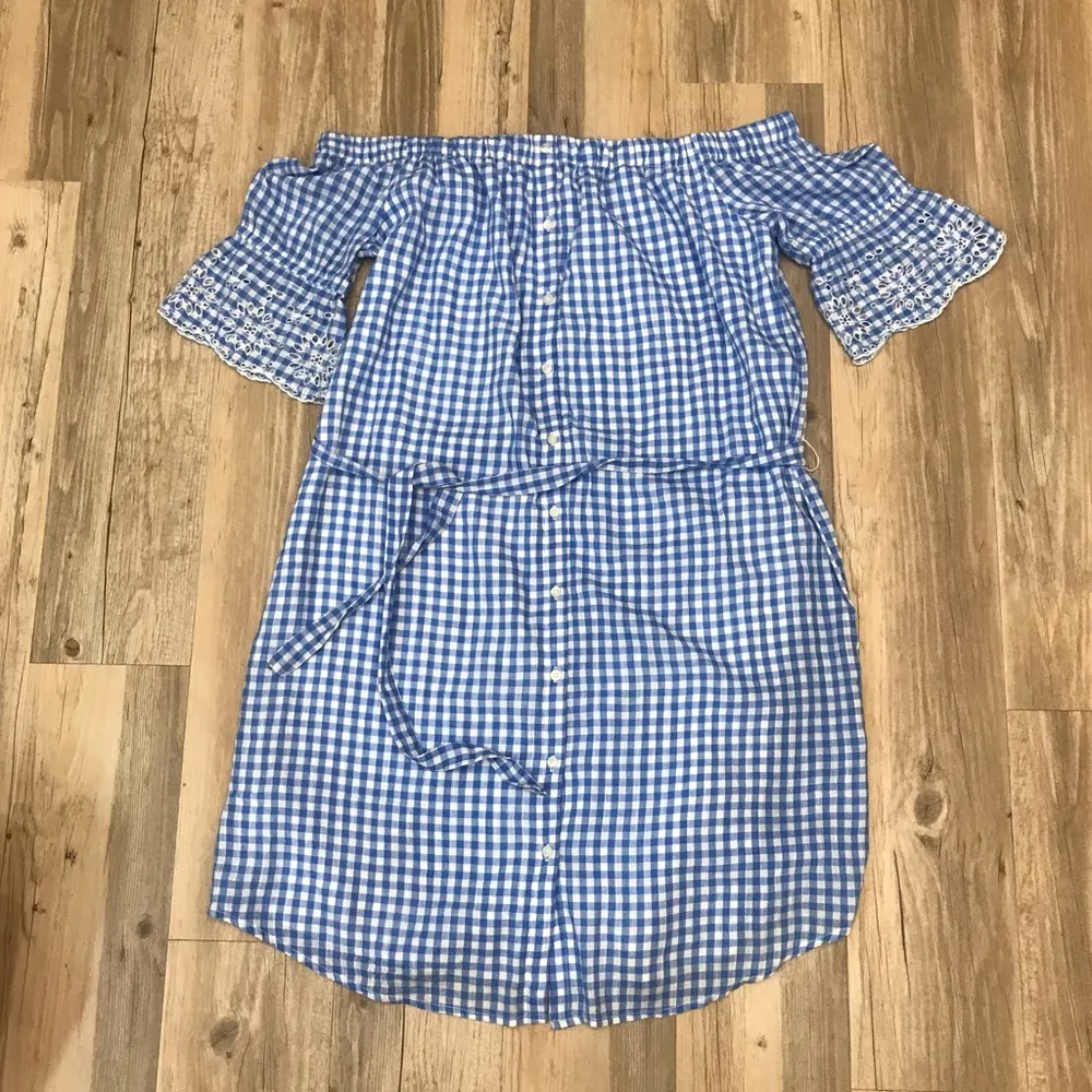 NWT OLD NAVY Blue GINGHAM Dress Medium - Image 7