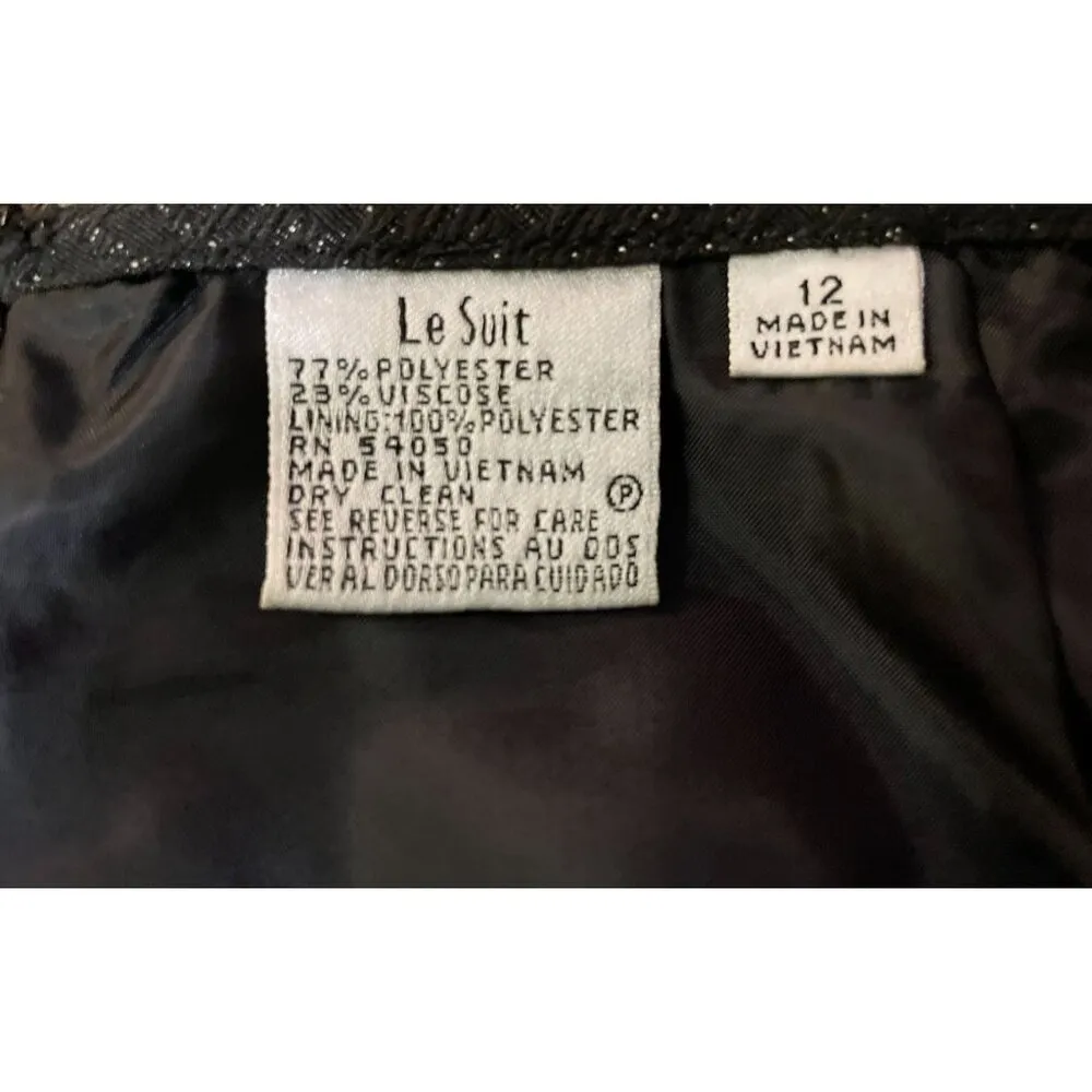 LeSuit Skirt Suit Womens 12 Used Black Silver Textured - Image 9