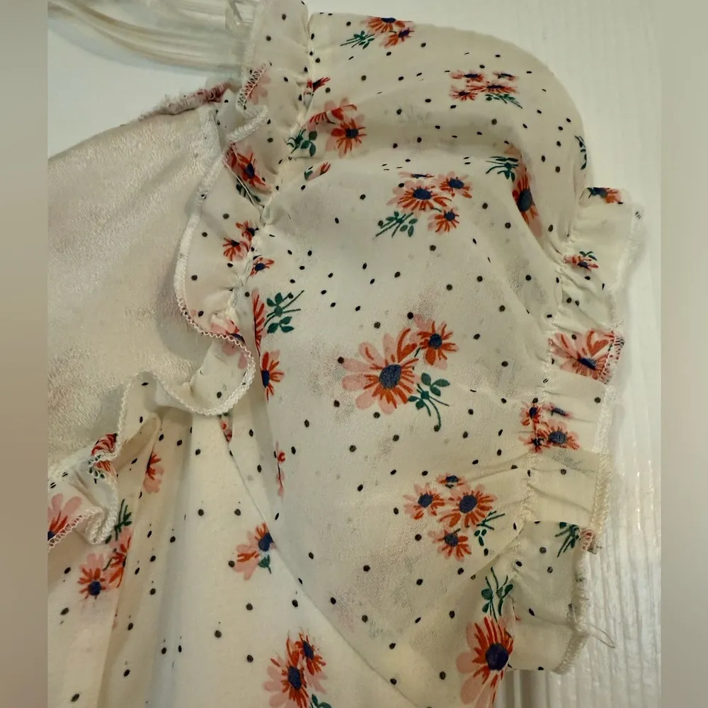 Nasty Gal Cream and Pink Floral Mini Dress size 4 - Image 8