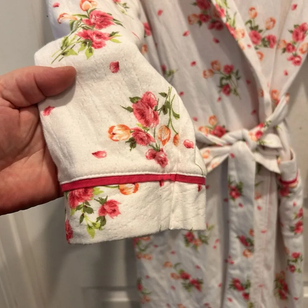 CAROLE HOCHMAN Robe And Nightgown Set Women’s Size Medium Carnation Bouquet White - Image 10