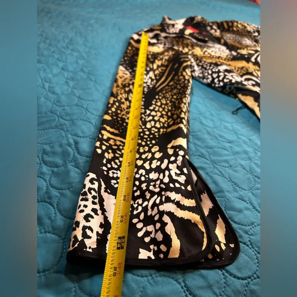 Vintage Silk Blazer with Leopard/Tiger Stripes Medium Black - Image 6