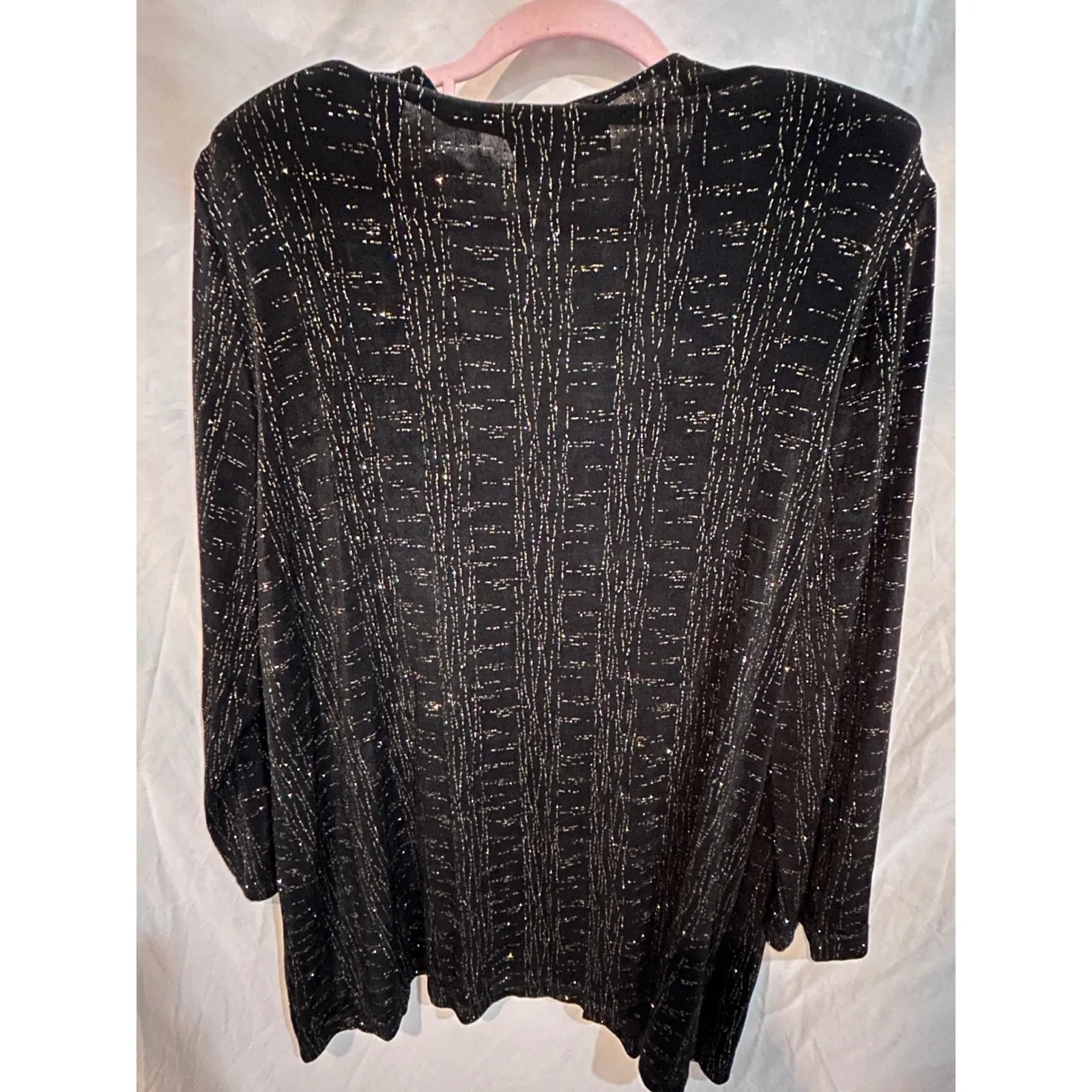 Rate LTD Black Sparkle Mesh Knit Cardigan Jacket Size 16 Vintage - Image 6