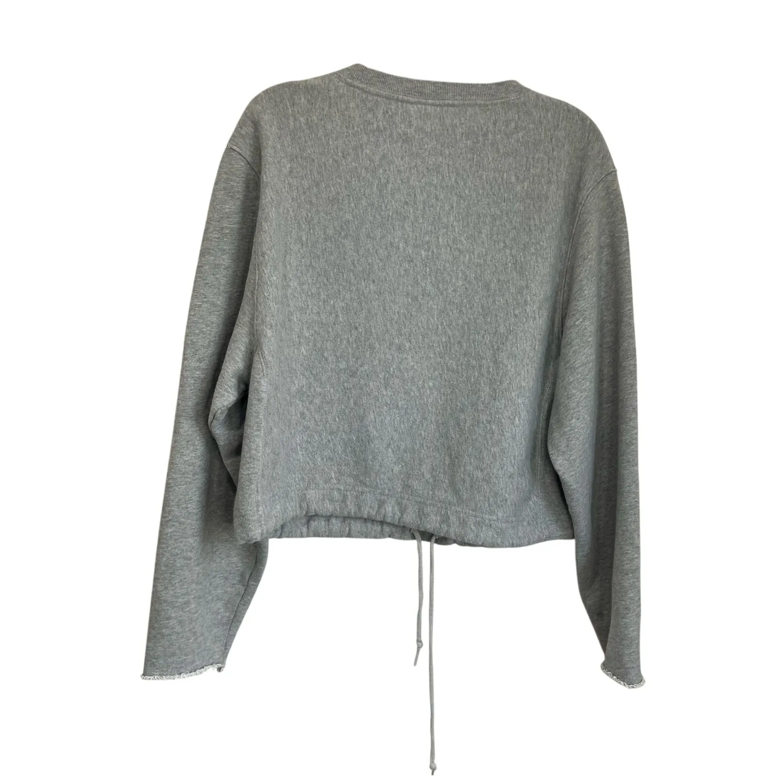 PINK Victoria’s Secret Gray Cropped Sweatshirt Small Drawstring Hem Logo - Image 2