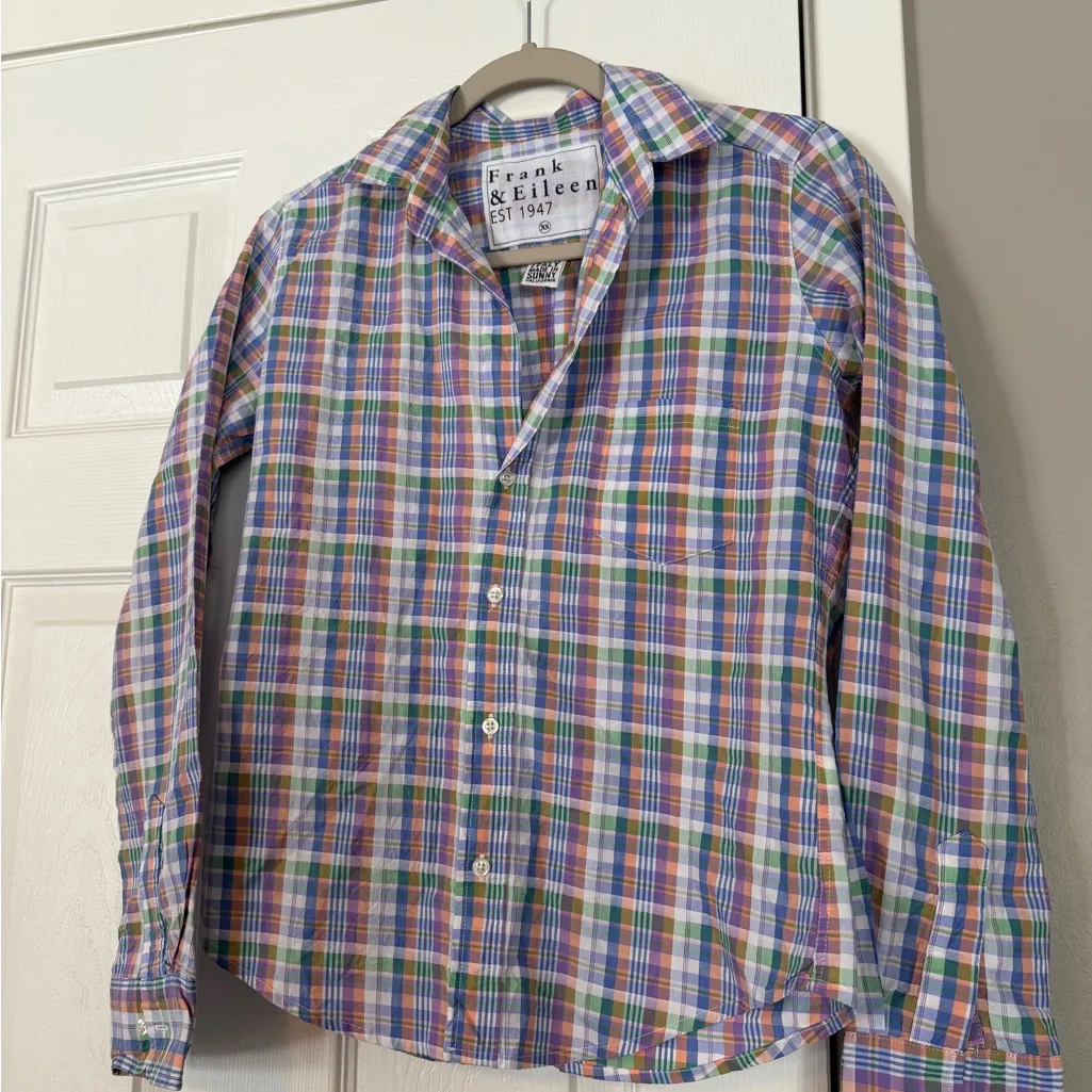 Frank & Eileen Barry Plaid Pastel Stripe Button Down Shirt Top - Image 4
