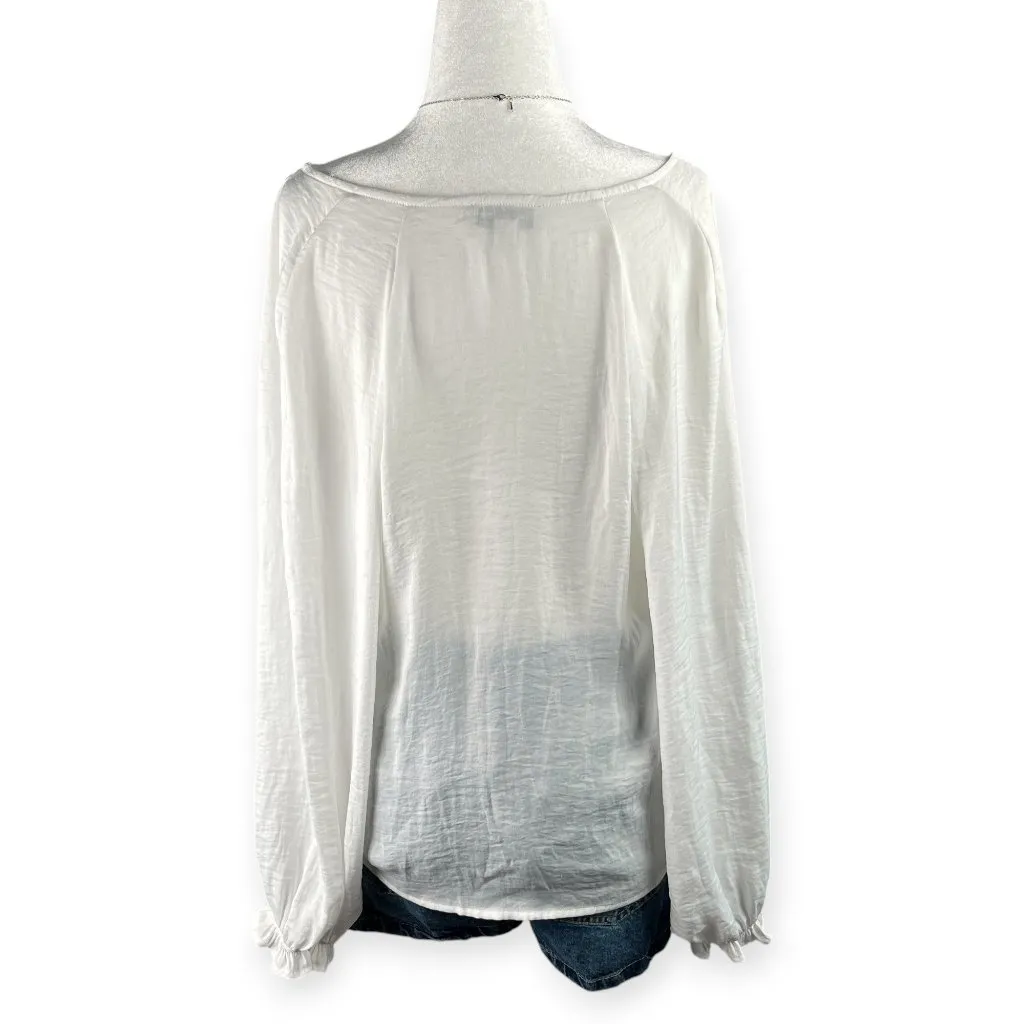 Anthropologie Calligraphie White Gold Beaded Peasant Blouse Women’s S Boho Chic - Image 2