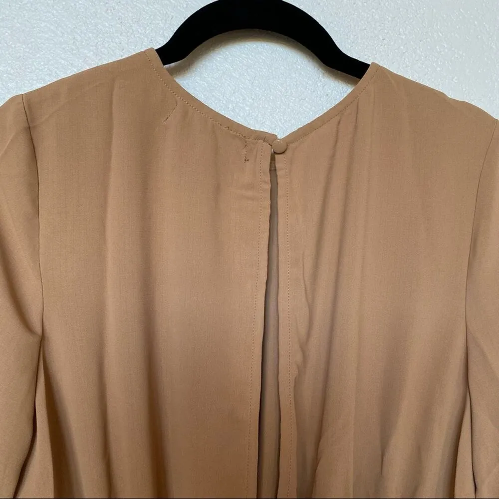 Winter Muse Jasmine Smocked Dress Tan Size Medium - Image 9