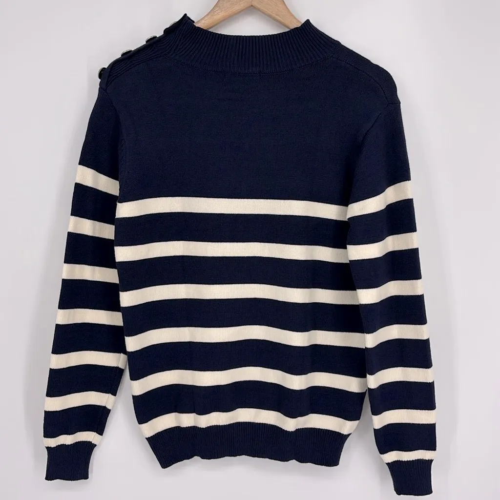 Kirundo Striped Pullover Sweater with Deco Metal Buttons Women’s Size Small NWT! Blue - Image 8