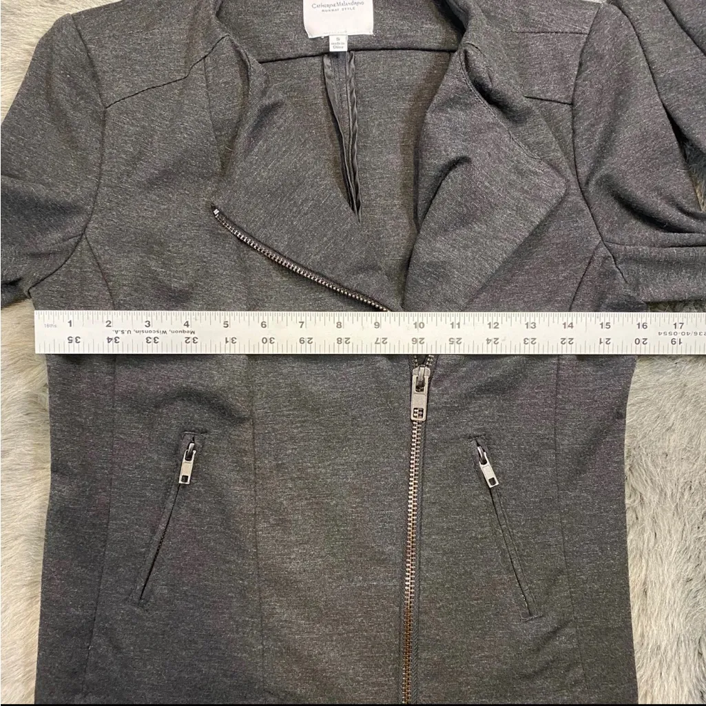 Catherine Malandrino Jacket Womens Small Charcoal Full Zip Moto Runway Style - Image 5