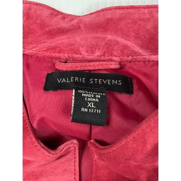 Valerie Stevens Suede Leather Jacket Full Zip Moto Style Pink XL - Image 2