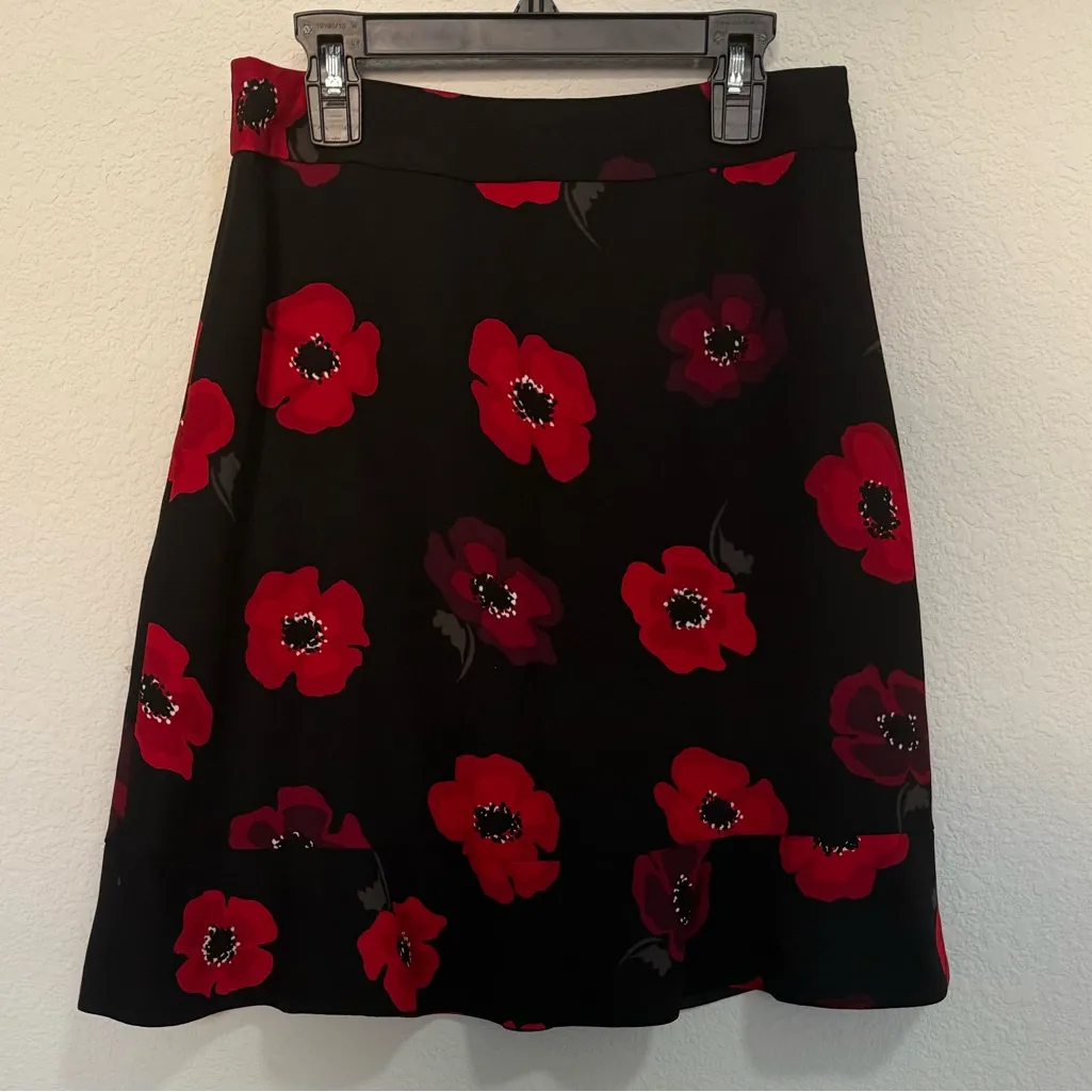KATE SPADE Poppy Tiered Ruffle A-Line Skirt Black and Red Size 2 - Image 3