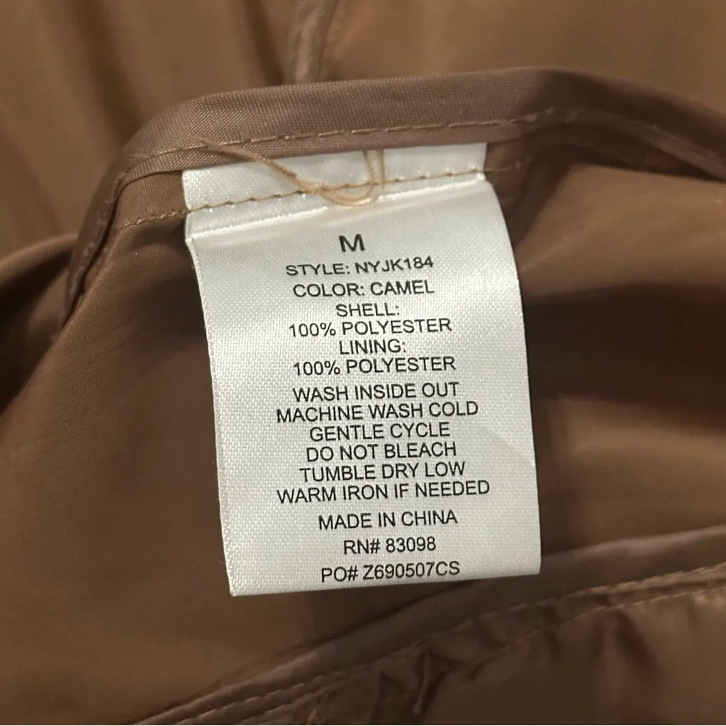 Ci Sono Women’s Size M Camel Bronze Lightweight Hooded Windbreaker Rain Jacket - Image 7