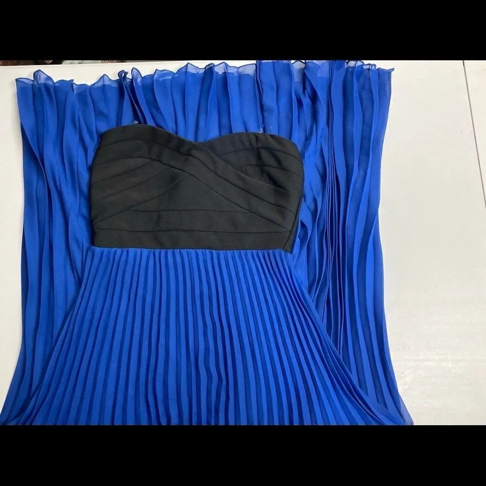 RUBY ROX, Blue & Black, Size 5, strapless, Long Prom Dress, pleated bottom, lined - Image 4