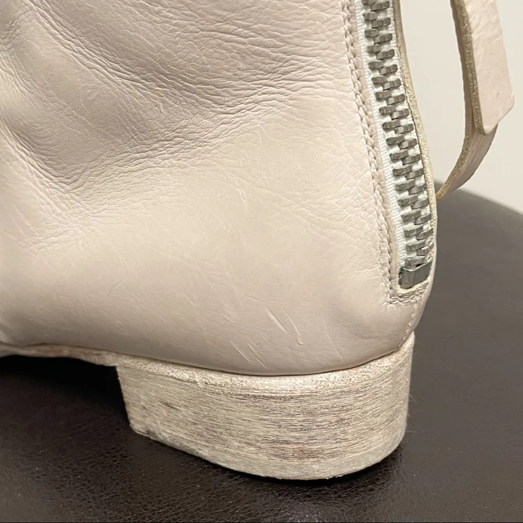 Alberto Fermani Off White Zip Up Bellina Ankle Pointed Toe Booties 38.5 Leather Size 7.5 - Image 16