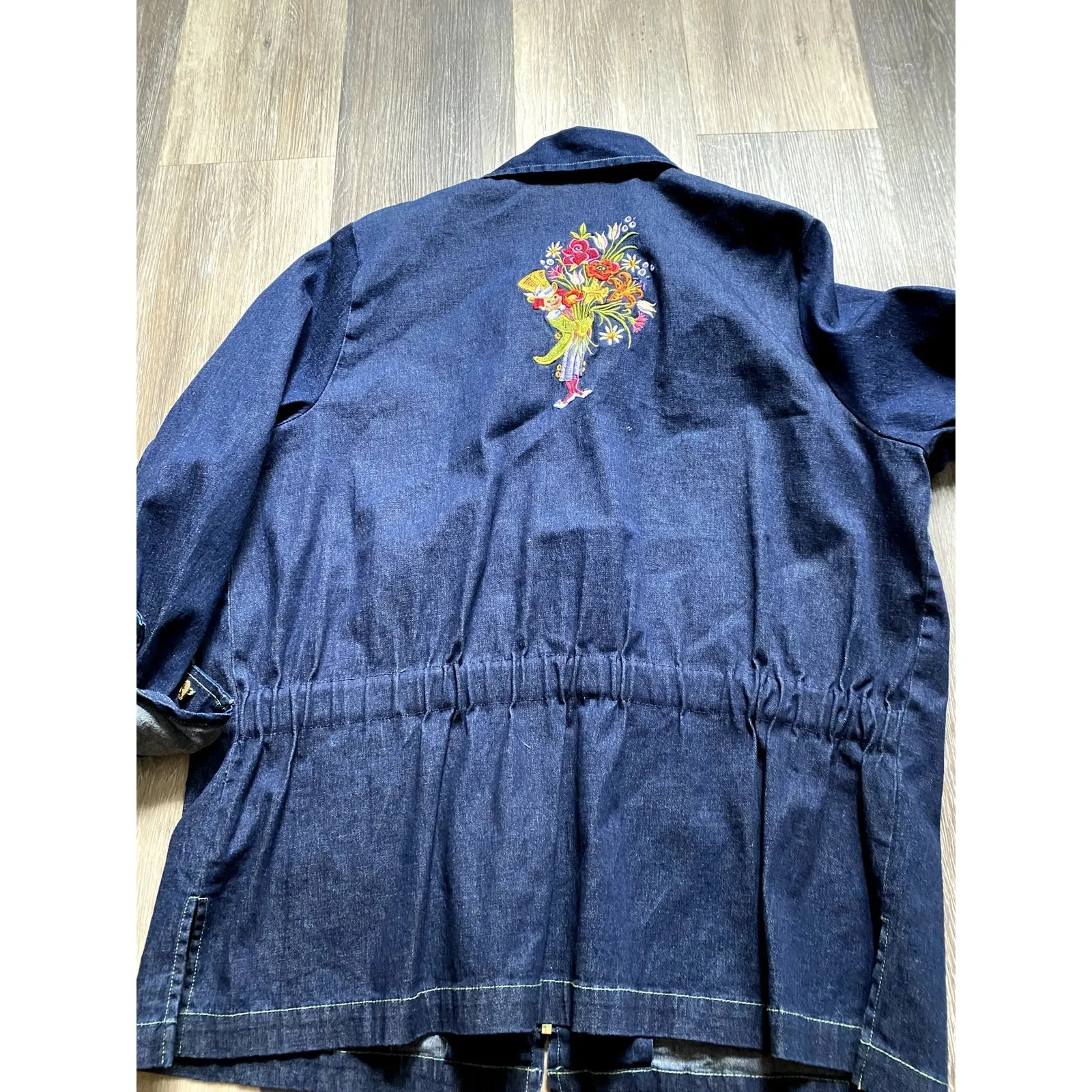 Vintage 90s Y2K Embroidered Fairy Garden Denim Jacket XL Whimsical Ethereal Folk Blue - Image 7