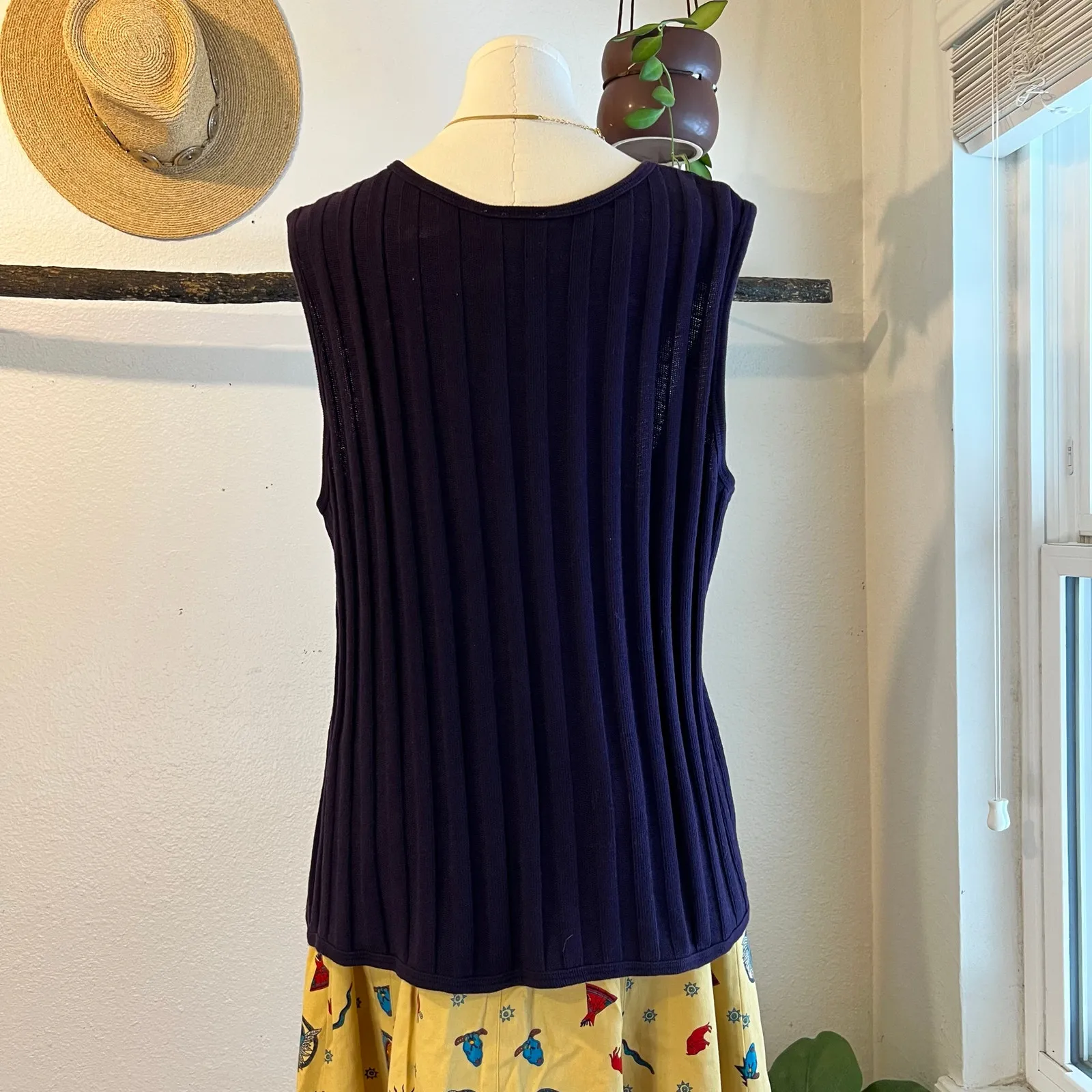 Coldwater Creek Purple 100% Cotton Button Front Sweater Vest Size Large USA Made - Image 5